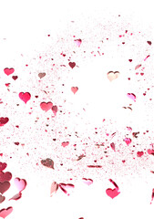  Red heart love confettis. Valentine's day falling  PNG