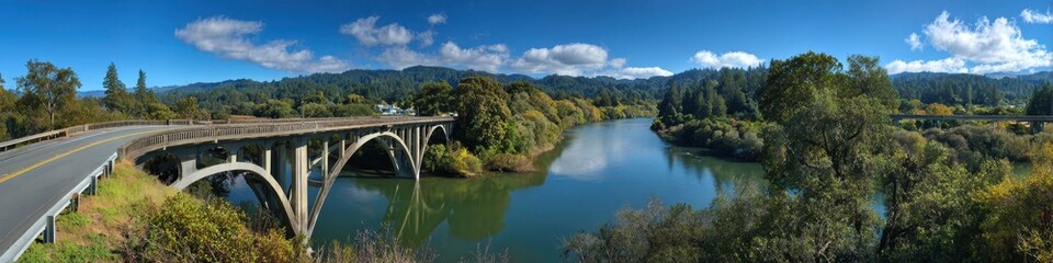 Fototapeta premium Sonoma Ca. Color Photography of Route 1 Bridge over Russian River in Sonoma County, California