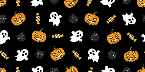ハロウィンアイコンのシームレスパターン・背景素材
Seamless Pattern of Halloween Icons Background Design
