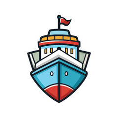 Obraz premium Ship Vector Illustration on Sea