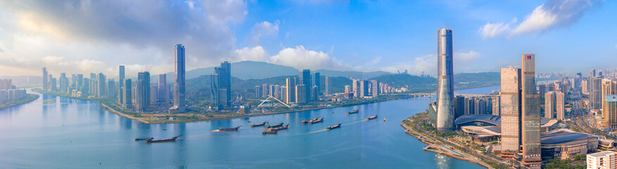 Obraz premium dCityscape of Hengqin Free Trade Zone, Xiangzhou District, Zhuhai City, China