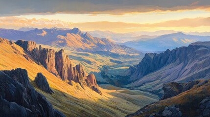 Mountain vista, golden light