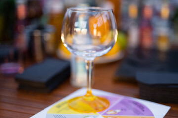 empty clean glass for alcoholic drinks in the restaurant on the table