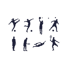Silhouette Action Shots Diverse Sports Athletes Soccer Volleyball Tennis