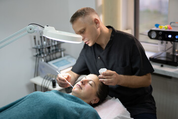 girl at a cosmetologist during treatment procedures