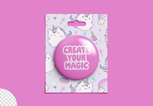 Pin Badge Mockup Packaging