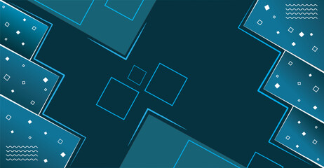 Abstract geometric teal design with overlapping squares and subtle textures on a dark background.