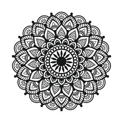 Intricate Mandala Design Vector   Black and White Floral Line Art for Coloring and Decor.