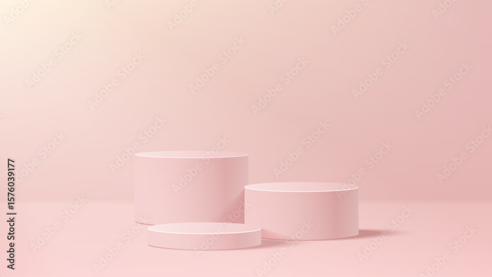 Wall mural abstract minimal scene. minimal podium with soft material base. soft podium stages and product showc