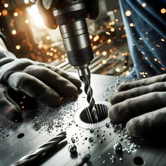 metal drill cutting steel plate