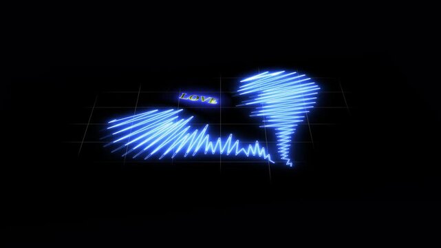 broken heart icon animation on blck screen background,