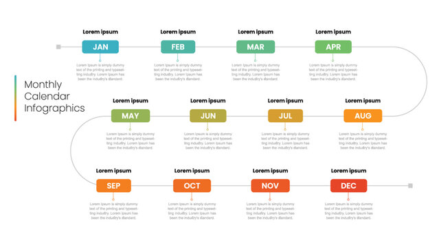 Business step timeline infographic template. Modern milestone element timeline diagram calendar, vector infographics. Monthly calender infographics for presentation.