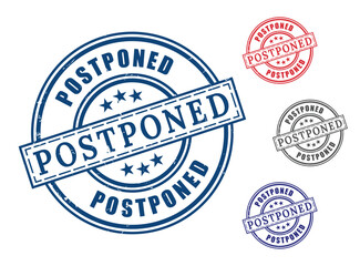 Rescheduled Announcement Stamp Pack, Grunge Rubber Vector Labels  