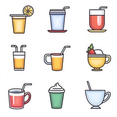 Obraz premium Various colorful beverage containers.