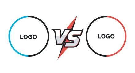 A stylized "VS" logo design template featuring two circular placeholders for logos, ready for branding or competition graphics.