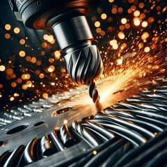 metal drill cutting steel plate