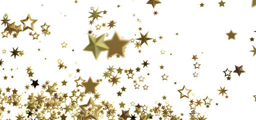Beautiful image of gold stars falling on a white background. Perfect for celebrations!