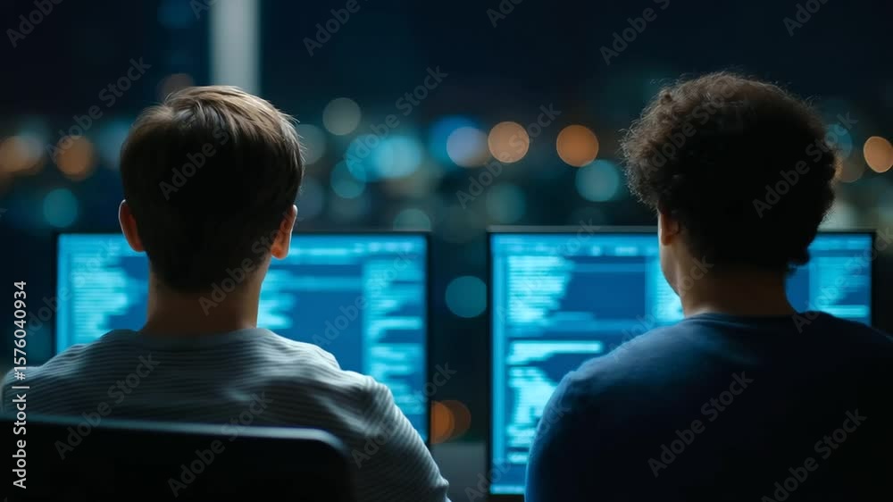 Wall mural a group of software engineers collaboratively tackling ai development challenges in a modern office 