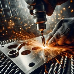 metal drill cutting steel plate