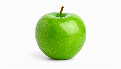 A green apple on a white backdrop