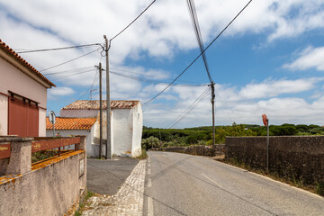 Rural Road and Traditional Houses in Portugal