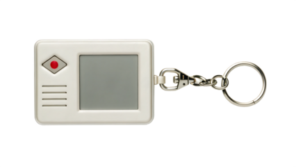 White digital voice recorder keychain isolated on a transparent background image