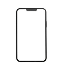 Smartphone with empty screen mockup isolated on transparent background