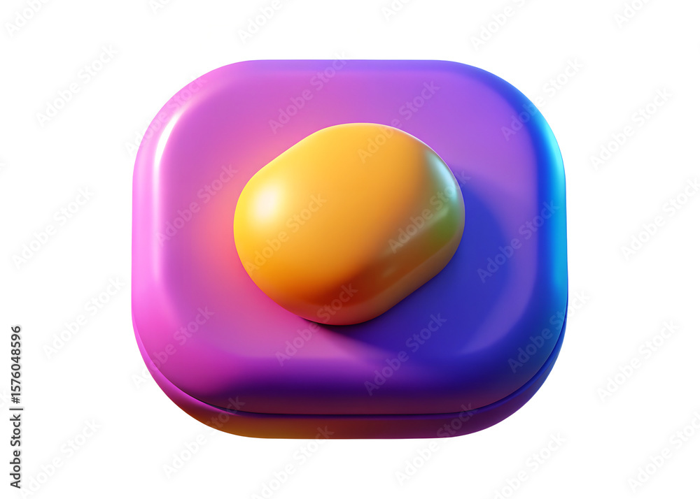 Fototapete a vibrant and glossy 3d rendered icon featuring a smooth rounded square shape with a gradient of pur