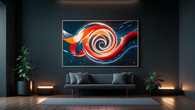 Vibrant Abstract Energy Swirl with Colorful Ribbons in Cosmic Space Background