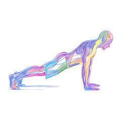Man Performing Push-Up Calisthenics on Transparent Background