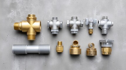 Plumbing fittings and accessories arranged for workshop installation
