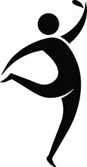 Dancing Person Silhouette Icon with Arm Pointing Up