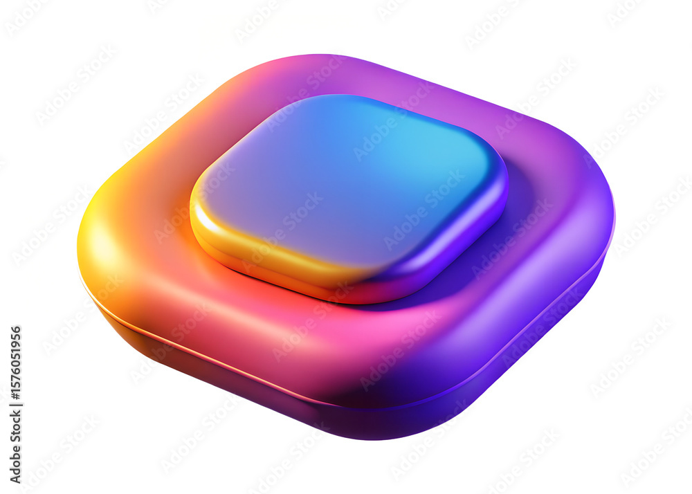 Fototapete abstract rounded square shape with vibrant gradient colors transitioning from warm orange and pink t