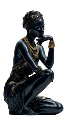 Elegant Black Woman Statue with Gold Accents