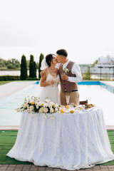 portrait of the newlyweds at the presidium