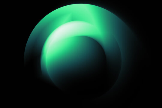 Green mesh sphere gradient with layered rings and soft gradient lighting on black background. Organic and tech-inspired shape. Great for eco-tech branding, visual effects, or concept art.