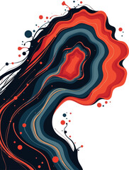 a woman ' s face with red, black and orange paint splashs on it
