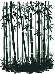 a bamboo tree with green leaves in the middle of it, surrounded by grass