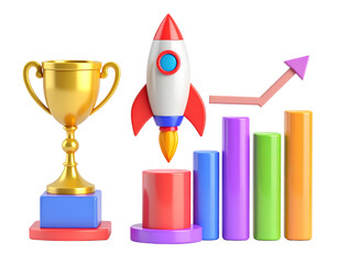 Colorful visual elements represent the dynamic journey of achieving business success and upward growth.