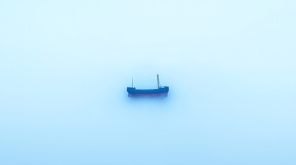 Obraz premium Lone Boat in Thick Fog, Serene Misty Atmosphere