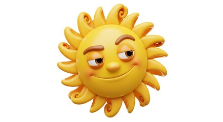 Fototapeta premium Smiling cartoon sun illustration