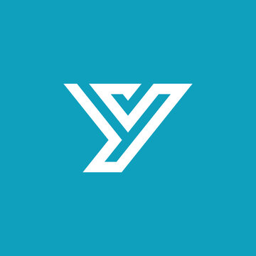 geometric letter y yv vy logo design vector template