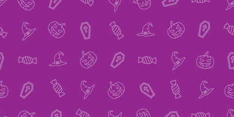 ハロウィンアイコンのシームレスパターン・背景素材
Seamless Pattern of Halloween Icons Background Design