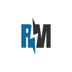 Letter RM logo with Lightning icon