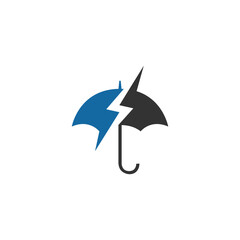 Umbrella and lightning logo design