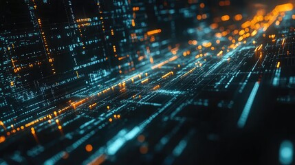 Abstract digital network design with vibrant light effects.