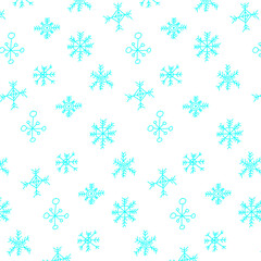Seamless snowflake pattern on white background, perfect for winter wrapping paper or festive decor