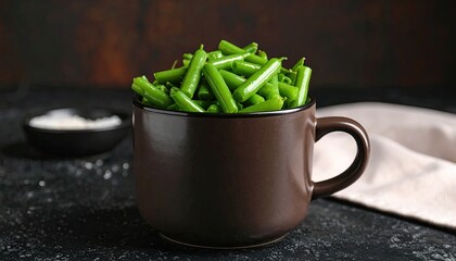 Green beans in a mug