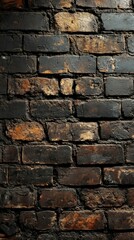 Obraz premium Brick Wall Texture Dark Brown with Weathered Look