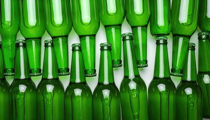 Green bottles arranged in rows